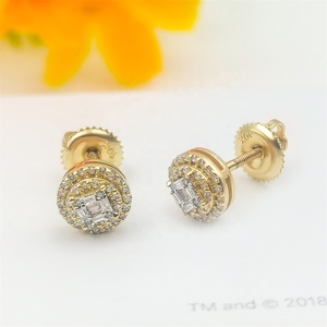 Fine Jewelry Real <strong>Solid</strong> <strong>Gold</strong> <strong>Earring</strong> 10K <strong>14K</strong> 18K Diamond Screw Back Stud <strong>Earring</strong> Hiphop Men Jewelry - Product Image 2