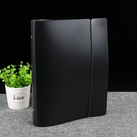 Couverture de classeur A4B5A5A6A7 en PP givré noir, rechargeable, à anneaux ronds, pour carnet, fournitures de bureau et scolaires