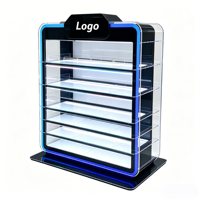 Présentoirs de vente au détail multi-niveaux en acrylique éclairés par LED, personnalisables avec logo, pour boulangerie, snacks, cosmétiques, bijoux et tous types de marchandises