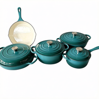Ensemble de 5 pièces de batterie de cuisine en fonte émaillée, casseroles et faitouts classiques, poêles antiadhésives, avec logo personnalisé, conformes FDA
