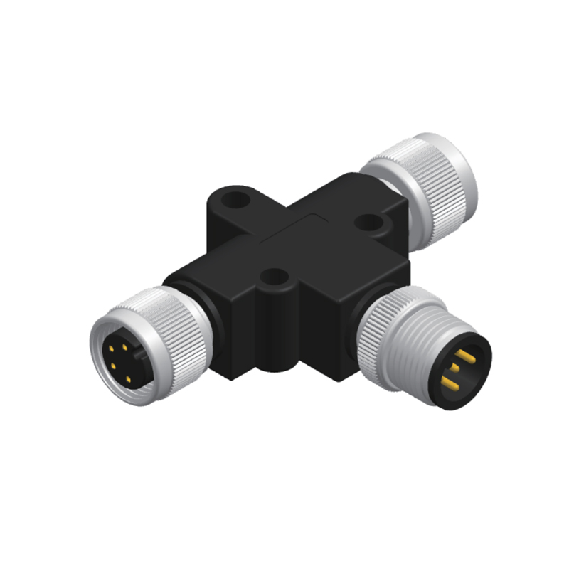 Rigoal 3p 4p 5p M12 Waterproof T Connector IP67 IP68 3 Way T Cable Connector