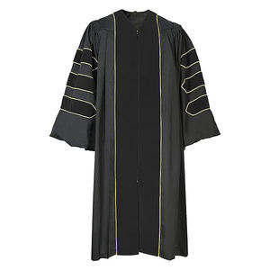 Toga di Laurea Deluxe in Velluto con Bordatura Dorata per Uniforme Scolastica - Product Image 1
