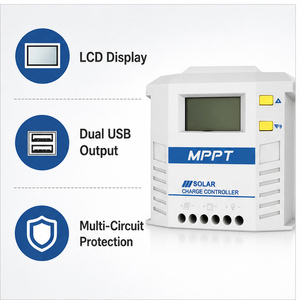ตัวควบคุมการชาร์จพลังงานแสงอาทิตย์ MPPT 20A 12V 24V 48V พร้อมจอ LCD และพอร์ต USB คู่ สำหรับระบบพลังงานแสงอาทิตย์ - Product Image 3
