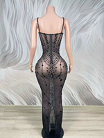 Nouvelle arrivée AD2964, robe de soirée de luxe pour femmes, robe de fête scintillante en cristal, robe de soirée sexy en maille, robe de bal pour femmes