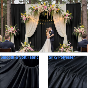 Rideaux de fond de scène en gros 1,5 m x 3,6 m, 2 panneaux, sans plis, pour décoration de fond photo de cérémonie de mariage - Product Image 6