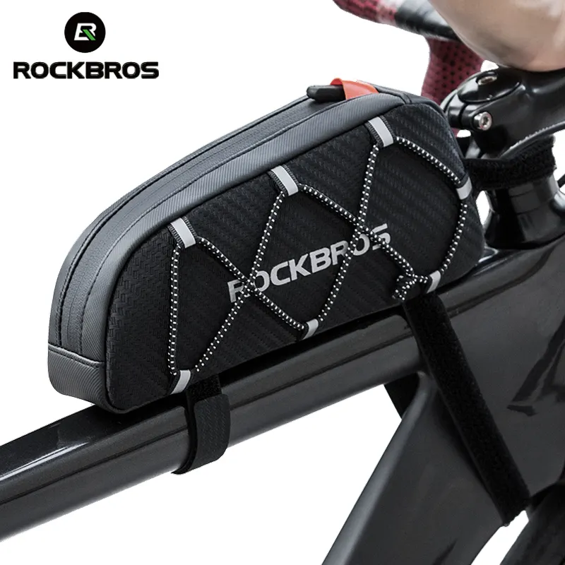 ROCKBROS 1L אופני שקיות מים דוחה רעיוני קדמי למעלה מסגרת צינור תיק גדול קיבולת Ultralight אופניים שקיות
