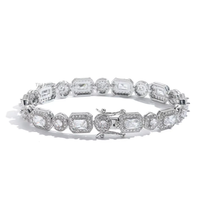 Rectangle Square Mix and <b>Match</b> Tennis <b>Bracelet</b>, Copper Inlaid Zirconium Hip-hop Splicing <b>Bracelet</b>. Tanjing Fashion - Product Image 5