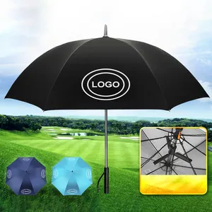 Cool USB Recharge Power Bank golf al aire libre sombrilla ventilador paraguas con revestimiento UV