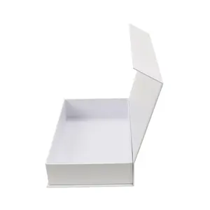 Luxury eco friendly custom book shape hard flip top white small folding paper box magnetic gift box