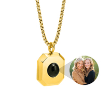 Bijoux fins Rectangle forme personnalisé Photo Projection collier cuivre femmes Photo collier
