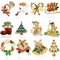 Broches de Noël européennes et américaines, bâtons de marche, rennes, flocons de neige, bonhommes de neige, sapins de Noël, couronnes, cloches, bottes, corsages