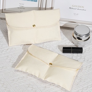 Pochette en toile écologique à double couche pour cosmétiques et bijoux, avec logo personnalisé, sac de rangement pour pinceaux de maquillage, sac anti-poussière en coton - Product Image 1