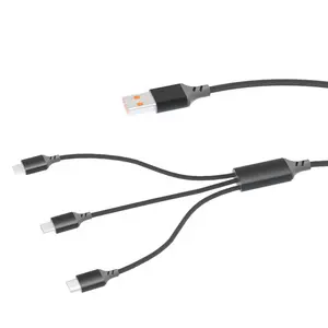 Custom 3 In 1 USB Fast Charge Cable With USB AM 2.0 To Quick Charging Type C Micro B USB C Sync Data Transfer Charger Cable