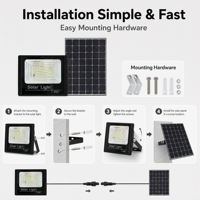 Projecteurs solaires LED haute puissance pour extérieur, 100W, 200W, 300W, 600W, 1000W, 2000W, IP65, dimmables, pour le Kenya et les Philippines