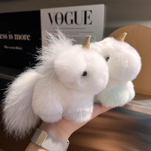 Nouveau porte-clés multicolore en fourrure de lapin Rex, <span class=keywords><strong>pompon</strong></span> en vraie fourrure moelleuse, breloque mignonne pour sac ou clé de voiture - Product Image 5