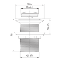 Vanne de vidange clic-clac en acier inoxydable Hofen G1-1/4 pour lavabo de salle de bain avec trop-plein