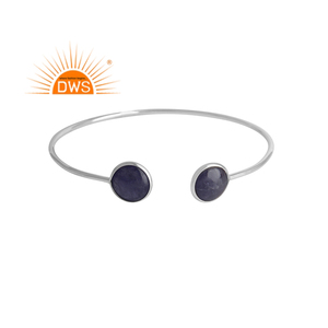 Tanzanite <b>Gemstone</b> Cuff <b>Bracelet</b> Rhodium Plated Silver Jewelry Wholesale 925 Sterling Silver <b>Bracelet</b> For Girls - Product Image 1
