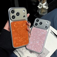 Coque de protection antichoc en PC rigide avec grande fenêtre pour appareil photo, finition époxy marbrée holographique pour iPhone 17 Max 16 Pro Max