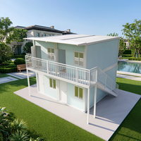 Maison modulaire préfabriquée en kit de style moderne avec mur-rideau en verre pour location Airbnb