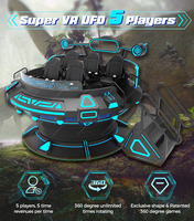 Simulador de Vuelo OVNI VR Inmersivo para 5 Jugadores 360 °   Plataforma Giratoria con Juegos de Disparos y Efectos Multisensoriales para FEC