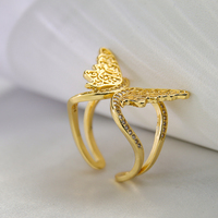 Bijoux arabes, bijoux en or, bague ouverte réglable, bague papillon pour femmes