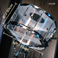 Tambour à main Beatello 1408 en acrylique cristallin avec peaux de tambour en PVC - Son puissant pour la scène, le studio et les performances en direct