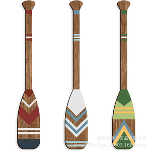 Wooden Wall Decoration Paddle 3 Piece Set Nautical Canoe Oar Coastal Style Home Decor Bedroom Living Room Hanging Prop - Product Image 2