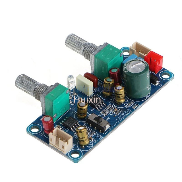 DC 9-32V Low Pass Filter Bass Subwoofer Pre-AMP Amplifier Board DC Single Power Supply Mono Module Two-Channel Audio 22HZ-240HZ