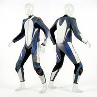 Combinaison de course moto pour homme à manches longues imprimée, couleurs personnalisables bleu noir blanc, en cuir respirant, pour toutes les saisons