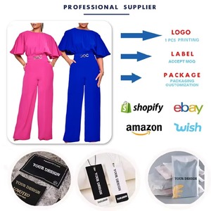 D3276 <span class=keywords><strong>Combinaison</strong></span> élégante pour <span class=keywords><strong>femme</strong></span>, taille haute, couleur unie, grande taille, <span class=keywords><strong>pantalon</strong></span> large, une pièce, mode été - Product Image 6