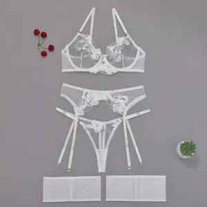 2024 yeni varış kadın seksi iç çamaşırı seti sıcak satış işlemeli transparan iç çamaşırı