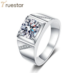 1 karat 2 karat Aksesori Proposal perhiasan halus pria wanita jari janji 925 perak murni cincin pernikahan Moissanite - Product Image 1