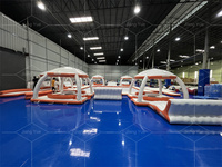 Plataforma Flotante Inflable para Tomar el Sol, Isla Flotante, Plataforma de Ocio para Fiestas, Muelle Flotante Inflable para Fiestas con Carpas