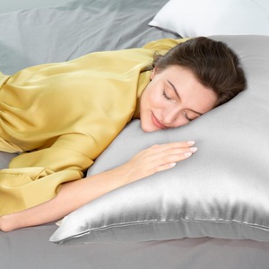 EN Stock Funda de almohada de seda satinada Seda Lisa Par individual de funda de almohada de satén Color sólido Funda de almohada de verano con cierre de sobre - Product Image 2