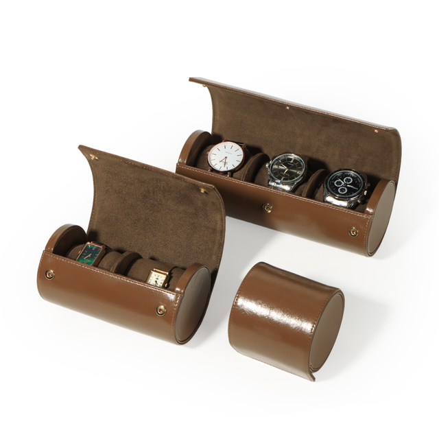 Custom Waxed Leather Watch Roll Travel Watch Case 1 2 3 Slot Luxury Watch Storage Roll for Men