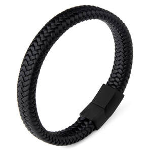 <span class=keywords><strong>Bracciale</strong></span> da <span class=keywords><strong>uomo</strong></span> Chanfar in vera pelle intrecciata e acciaio inossidabile di alta qualità - Product Image 2