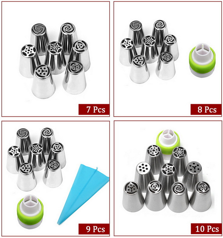 Suuker Ensemble pistolet de décoration de glaçage en acier inoxydable avec 6 douilles russes pour pâtisserie (noir Suuker Ensemble pistolet de décoration de glaçage en acier inoxydable avec 6 douilles russes pour pâtisserie (noir