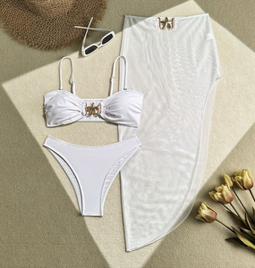 STOCK Haut bandeau 6 couleurs Maillot de bain avec étoile de mer Sexi Lady Trois pièces Bikini Set <span class=keywords><strong>Sheer</strong></span> Mesh Beachdress - Product Image 3