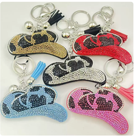 Pendentif multi-imprimé léopard style cowboy, entièrement orné de strass étincelants avec pompons, ornement suspendu de haute qualité, porte-clés le plus vendu