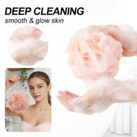Fleur de bain en fibre de polyester PE à mousse riche, couleur orange