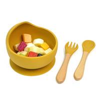 Ensemble d'alimentation pour bébé 2024 sans BPA, antidérapant, en silicone, avec cuillère et bol à ventouse en forme d'oreille/poisson