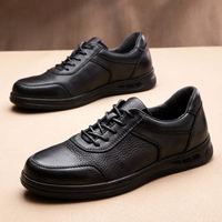 Chaussures en cuir faites à la main pour hommes, style britannique, décontractées et habillées, respirantes en cuir de vachette, pour la marche en extérieur, rehaussantes, collection automne