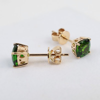 Boucles d'oreilles en diamant Moissanite verte véritable pour femme Bijoux en argent plaqué or taille ovale