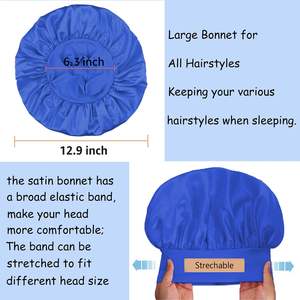 Chapeaux de nuit avec logo personnalisé <span class=keywords><strong>Bonnet</strong></span> de douche simple <span class=keywords><strong>Bonnet</strong></span> de couchage Bonnets en satin à bande élastique - Product Image 4