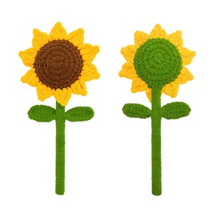 Ramo de simulación de flores de hilo tejido a mano, terminado y hecho a mano, regalo para el Día del Maestro y el Día de la Madre, con girasol, rosa y claveles de efecto hielo, envío rápido - Product Image 1
