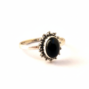 Anillo de Plata de Ley 925 hecho a mano para mujer, piedra de ónix negro, anillo de plata sólida, anillos con bisel de piedra de ónix Natural - Product Image 1