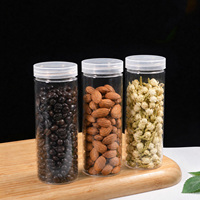 Pot de stockage en plastique PET transparent de qualité alimentaire avec couvercle à vis, pour l'emballage des herbes, du thé, des grains de café, des noix de macadamia et plus encore