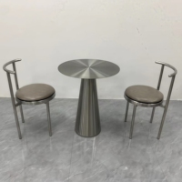 Ensemble de table à manger moderne de luxe en acier inoxydable argenté brossé de haute qualité pour les fêtes de cuisine restaurants hôtels
