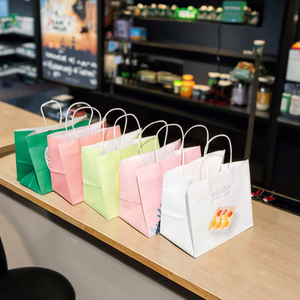 Vente en gros <span class=keywords><strong>2</strong></span> sacs à main en papier kraft pour gâteaux pain thé lait boissons à emporter pour Gâteaux et les industries alimentaires - Product Image 4