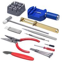 Kit d'outils de réparation de montres 16-en-1 en acier inoxydable avec étui rigide pour ouvre-montre, démonte-bandes et déjointeuse de maillons